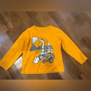 Kids Long Sleeve Tee with Digger Graphic - Yellow (5 yrs)